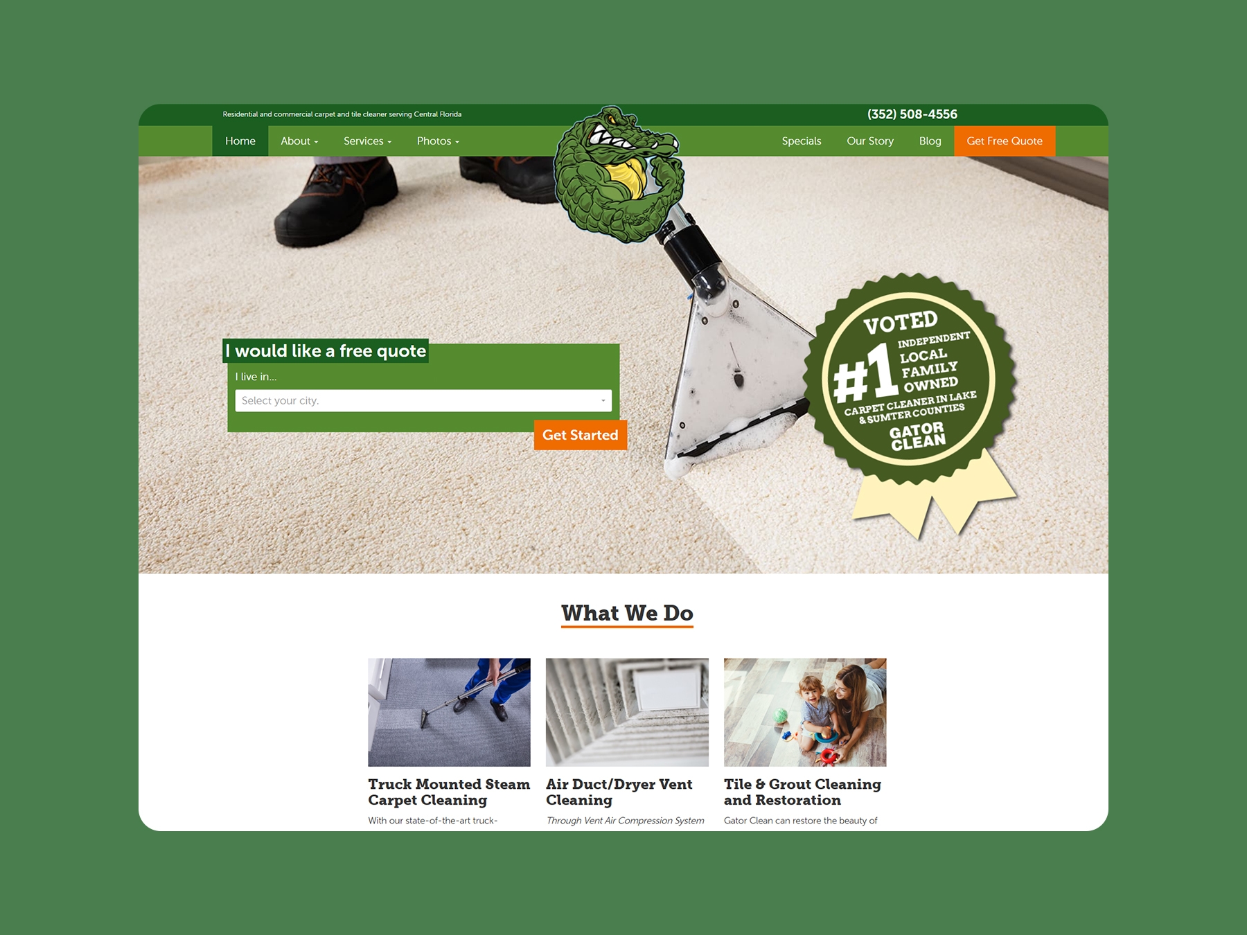 Gator Clean - Web Design - Single Screen