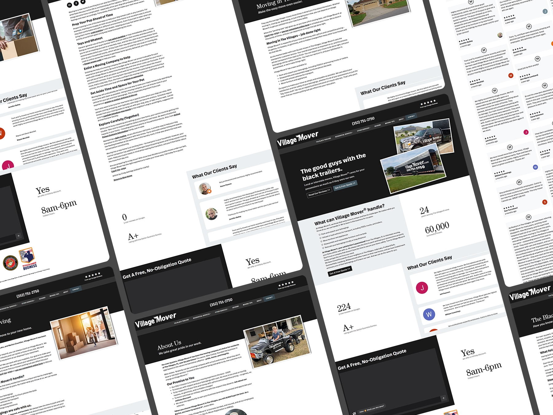 Village Mover - Web Design - Multiple Desktop Screens