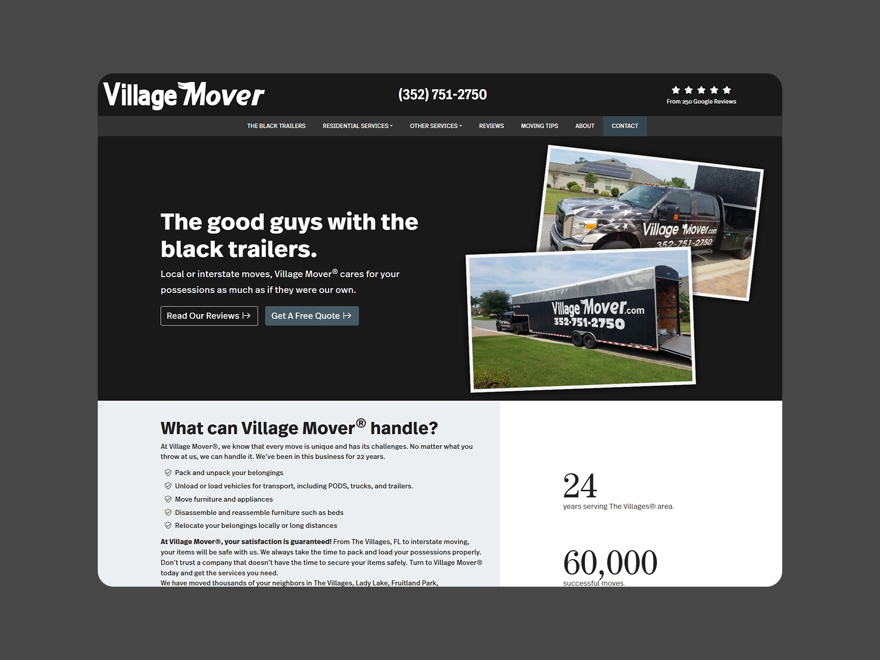 Village Mover - Web Design - Single Screen